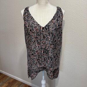 White House Black Market Chiffon Multi Layer Sleeveless Blouse - Size Large